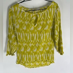 Trina Turk Lime and White Blouse